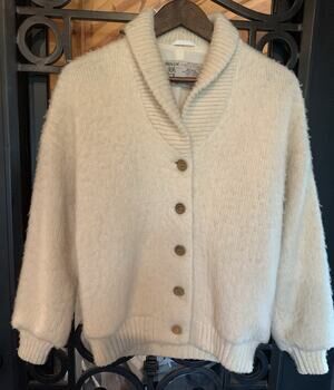 Vintage Hilda Ltd Icelandic Wool Cardigan Sweater Iceland Womens M Cream
